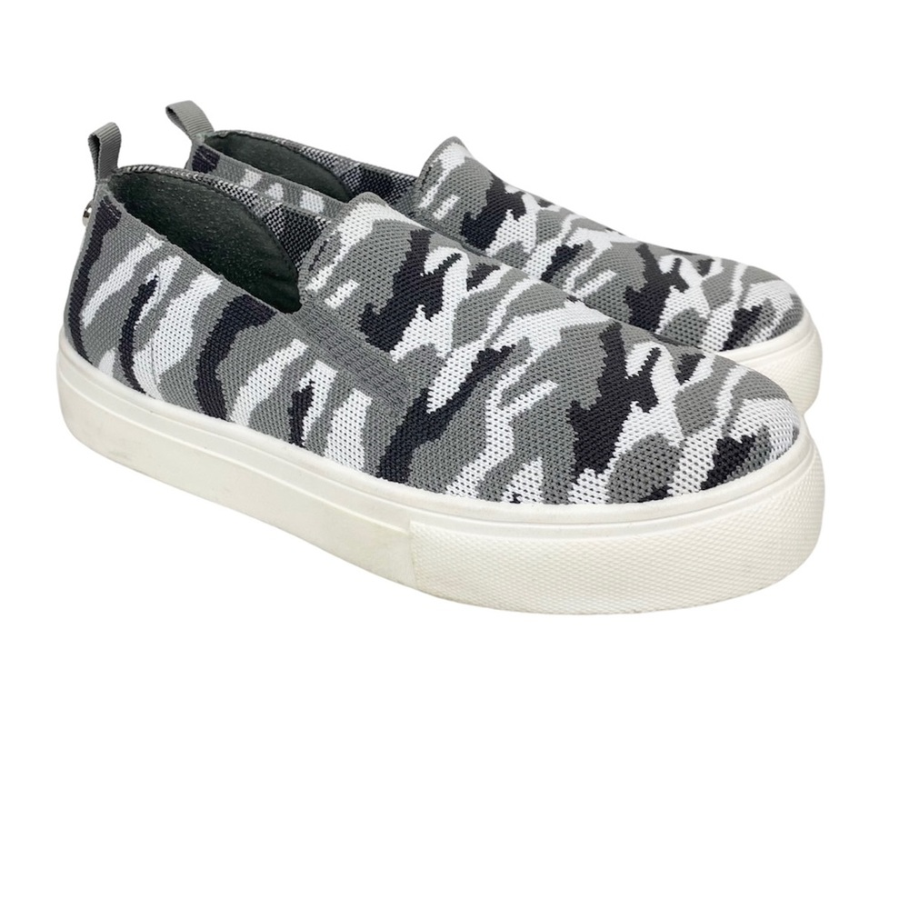 Steve Madden Size 7.5 Maygee Gray Camo Platform Slip On Sneakers